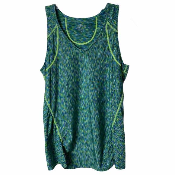 Athleta Pop Space Dye Run Green Tank Women Small - Picture 1 of 6